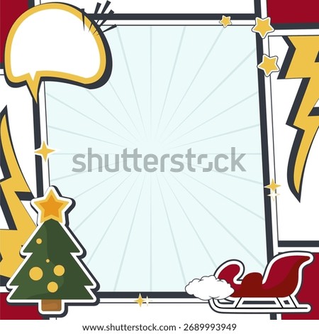 Christmas Comic Poster Blank Layout – Festive Cartoon Frame for Holiday Design