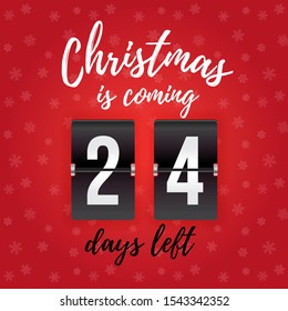 Christmas Is Coming - 24 Days Left (vector Analog Countdown Timer)