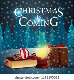 Christmas is coming. Christmas background with logo