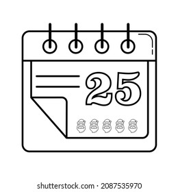 La Navidad se acerca en el vector de icono del calendario aislado