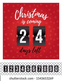 Christmas is coming. Customizable vector analog black countdown timer, all numbers included!