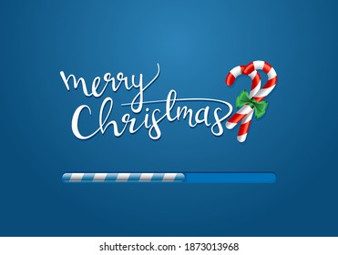 Christmas is coming. Holiday greeting card or banner design with a loading bar as a count down. Vector illustration.