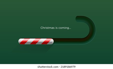 Christmas is coming. Holiday progress bar with Christmas candy stick. Waiting for the New Year holiday concept, vector illustration
