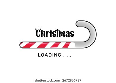 Christmas is coming. Holiday progress bar with Christmas candy stick in a white background