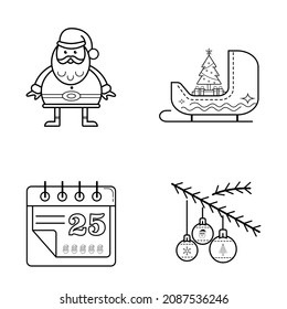 Christmas is coming icons set vector isolated