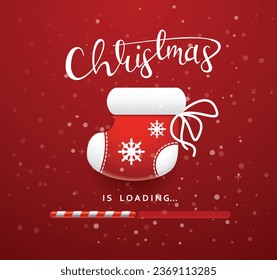 Christmas is coming vector illustration with loading bar as a countdown indicator. Merry Christmas illustration.	
