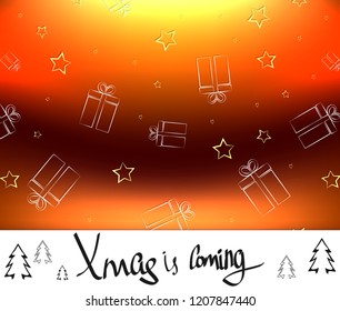 Christmas is coming, Xmas greeting poster design template, calligraphy lettering, vector illustration