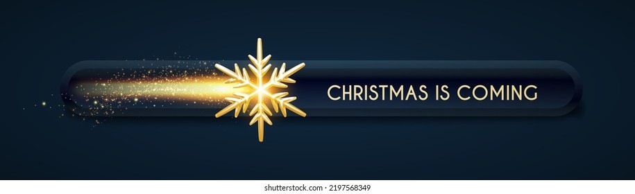 Christmas is comming. Loadign bar with gold sowflake