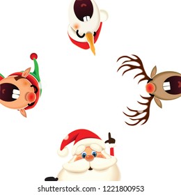 Christmas companion-Santa Claus,Snowman,Reindeer and Elf isolated on a white background
