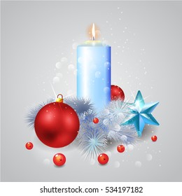 Christmas composition with a candle.