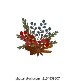 Christmas composition decor. Design element for decoration postcard, poster, advertisement. Editable vector illustration, hand drawn