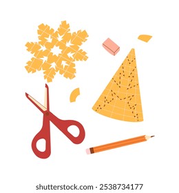 Christmas composition with a DIY paper snowflake 