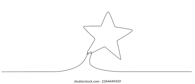 Christmas composition hand drawing continues one single line star. Vector stock illustration isolated on white background for template invitation, card, presentation, frame or border. Editable stroke