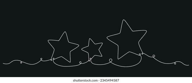 Weihnachtskomponentenhandzeichnung setzt eine einzige Sterne fort. Vektorgrafik einzeln auf schwarzem Hintergrund für Einladung, Karte, Präsentation, Rahmen oder Rahmen. Bearbeitbarer Hub