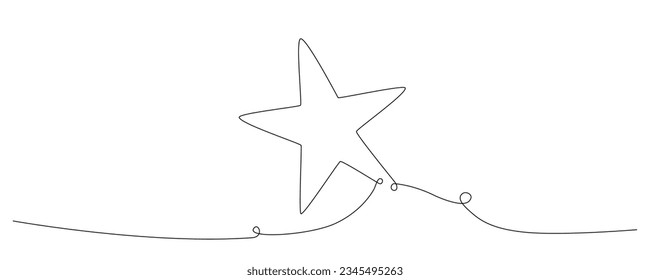 Christmas composition hand drawing continues one single line star. Vector stock illustration isolated on white background for template invitation, card, presentation, frame or border. Editable stroke