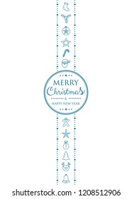 Christmas composition with hand drawn ornaments and greetings. Vector.