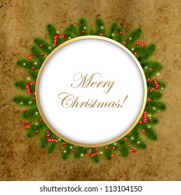 Christmas Composition With Old Paper, Vector Illustration
