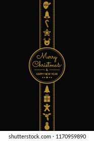 Christmas composition with ornaments and greetings. Vector.