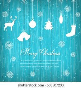 Christmas composition with snowlakes and decoration elements. Vector illustration