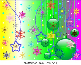 Christmas composition with spheres and stars. Vector illustration