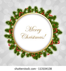 Christmas Composition With Sunburst With Bokeh, Vector Illustration