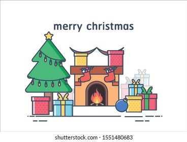 christmas concep is  flat line illustration,illustration cute.