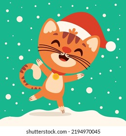 Christmas Concept With Cartoon Cat