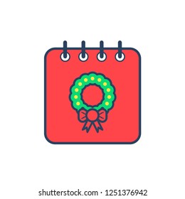 Christmas concept colorful calendar with christmas ornament flat vector design