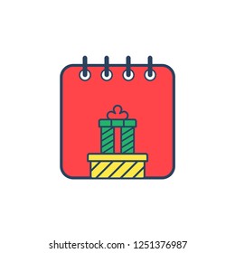 Christmas concept colorful calendar with christmas ornament flat vector design