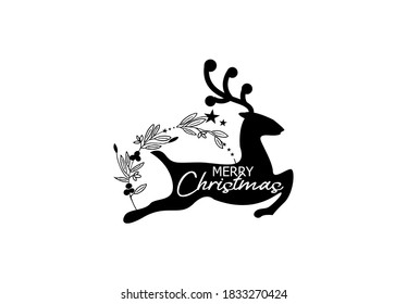 Christmas concept deer floral lettering rounded minimalism