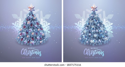 Diseño de concepto navideño. Árbol de Navidad decorativo de vacaciones. Ilustración del vector