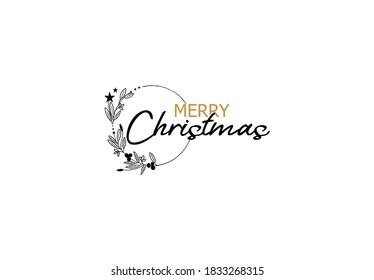 Christmas concept floral lettering rounded minimalist
