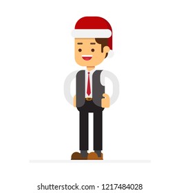 Christmas concept. Man with santa cap.