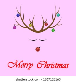 Christmas concept of reindeer from evergreen fir, vector art illustration.