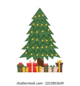 Christmas concept - Christmas tree with gift boxes 	
