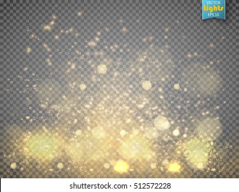 Christmas concept. Vector gold glitter particles background effect. Fallen glow magic stars