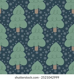 Christmas concept. Winter background. Winter Forest background. Pine, spruce, christmas tree. Snowy graphic trees seamless pattern in swatches. Vector illustrations