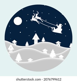 Christmas concept and winter landscape dear with santa and moon
