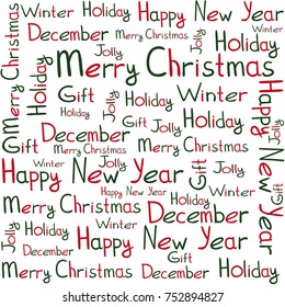 The Christmas concept word text background green white