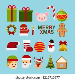 Christmas concept,Christmas flat style elements set for web and graphic design