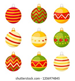 Christmas concept,Christmas hanging ball vector collection set