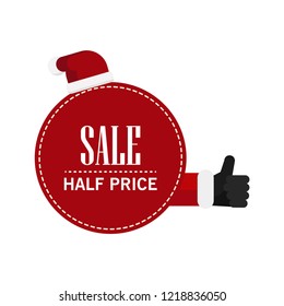Christmas concept,Christmas speech board with Santa Claus hat and thumb up. Vector Illustration. Happy New year sale