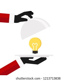 Christmas concept,Hand Santa Claus  Waiter Serving Idea