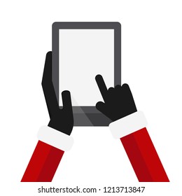 Christmas concept,hand of santa holding tablet