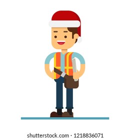 Christmas concept,People in red santa claus hats celebrate Christmas and new year holidays. Office party concept,Occupation