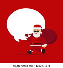 Christmas concept,Santa Claus with cool beard and glasses. Merry Christmas card design