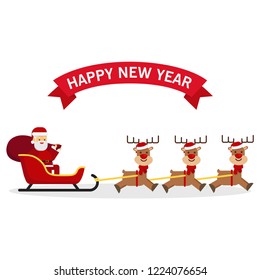 Christmas concept,Santa Claus with Deer Sleigh