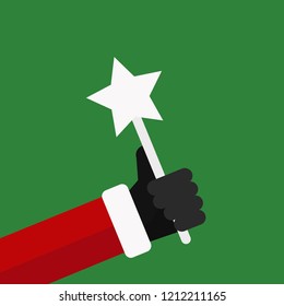 Christmas concept,Santa Claus Hand Holding Magic Wand