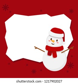 Christmas concept,Snowman cartoon vector. free space for text. sale tag vector