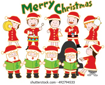 Christmas concert of child and Santa Claus.